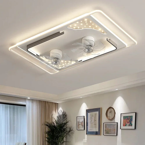 Modern Nordic ceiling light with silent integrated fan - vue 3 sur 10