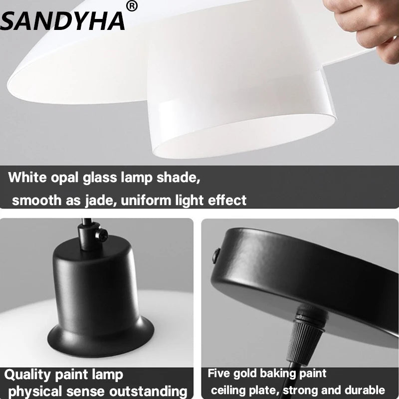 Danish design glass chandelier for modern lighting - vue 5 sur 8