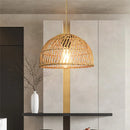 Hand-woven rattan chandelier with LED for indoor use
