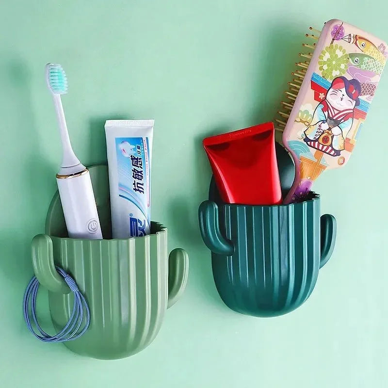 cactus bathroom storage self-adhesive wall rack - vue 3 sur 10
