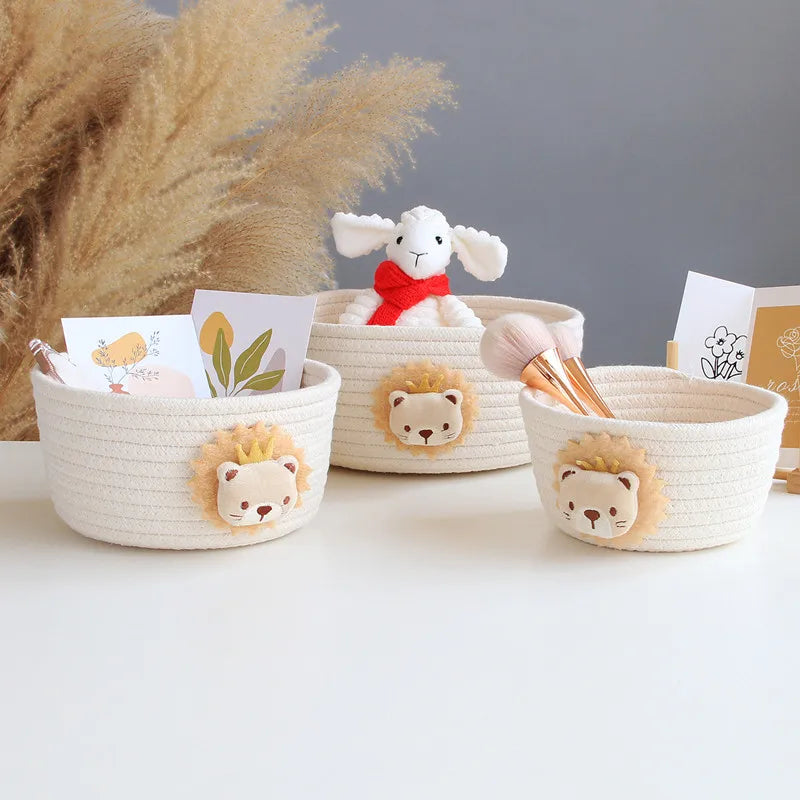 woven animal storage basket for toys and miscellaneous items