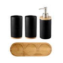 Nordic style ceramic toothbrush holder with wooden base