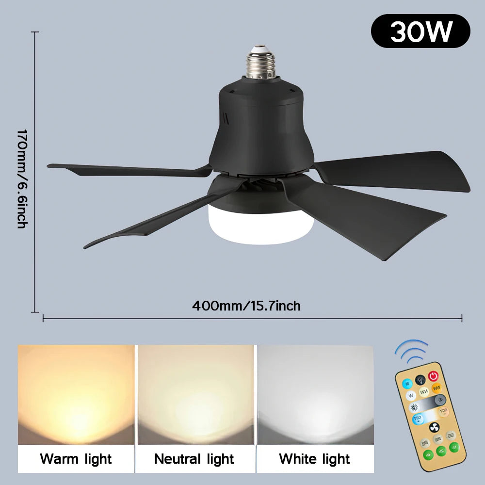 LED 30W ceiling fan light E27 with remote control for dimming, suitable for living room  study, household use Fan lamp 85-265V - vue 10 sur 10