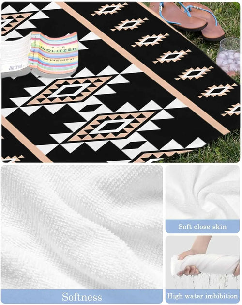 Soft lightweight absorbent aztec pattern beach towel - vue 7 sur 6