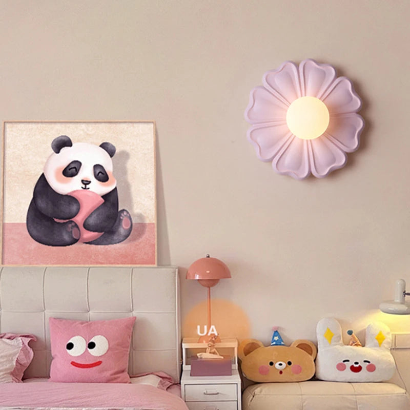 Creative resin flower wall light for children