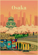 Retro world cities poster for wall decoration