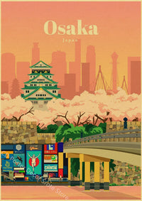 Retro world cities poster for wall decoration