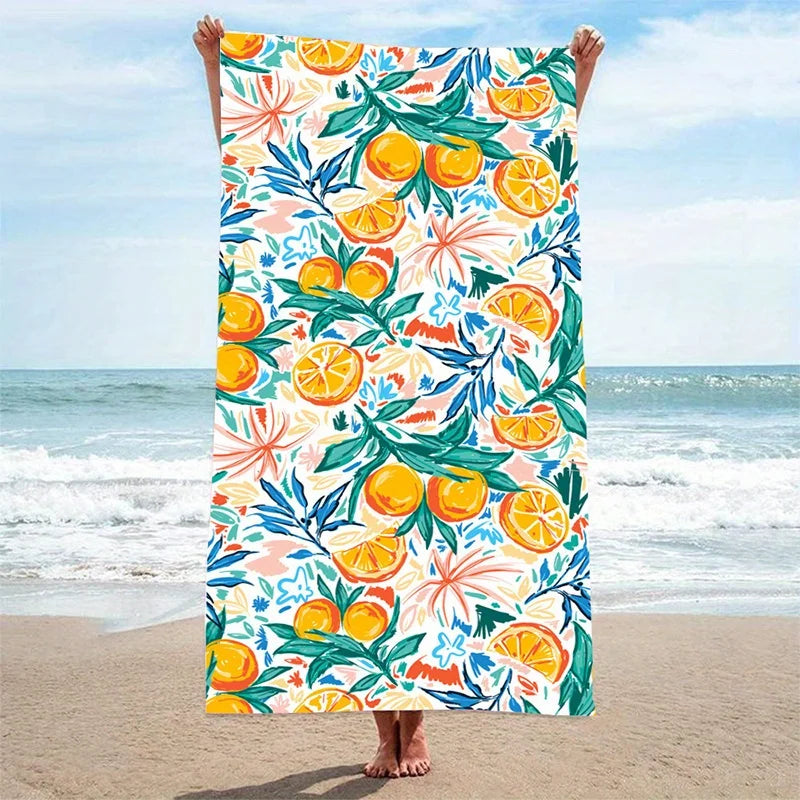 Quick-dry beach towel with fruit pattern for travel