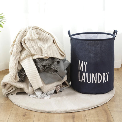 foldable waterproof linen and cotton laundry basket large capacity - vue 3 sur 8