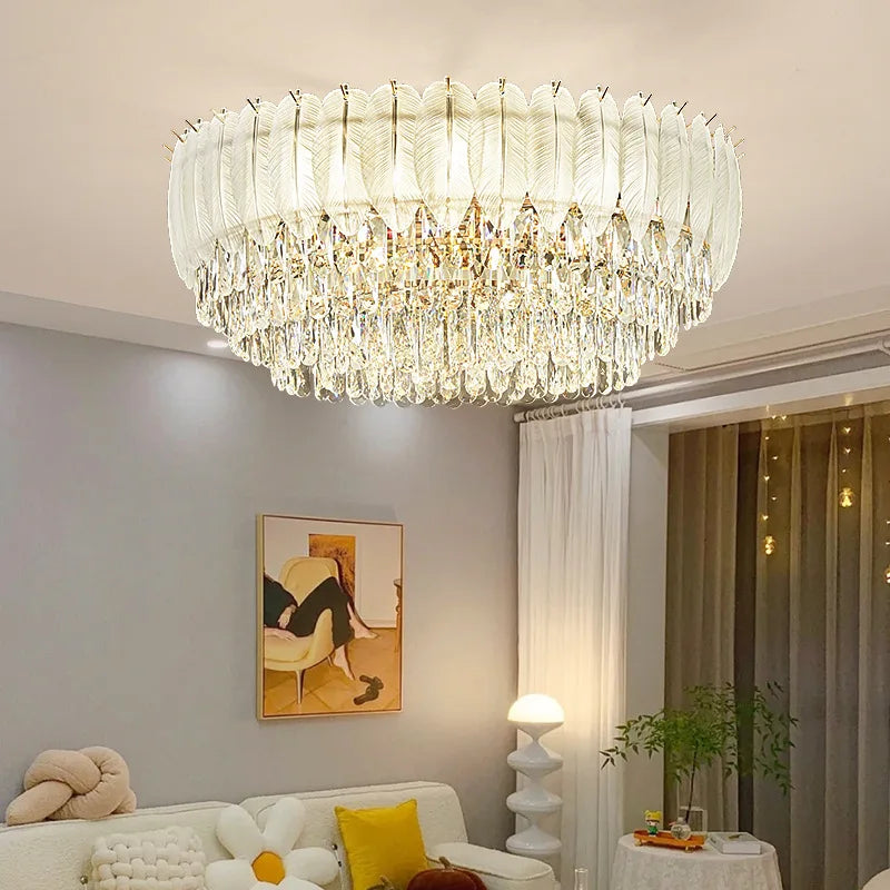 Modern crystal ceiling light for elegant interior décor - vue 5 sur 12