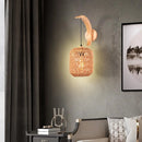 Vintage hemp rope and industrial wood wall light