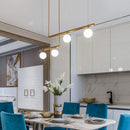Modern designer chandelier with nordic glass shade for bar or living room