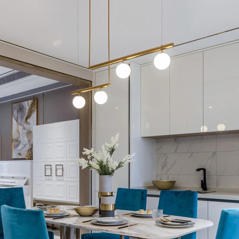 Modern designer chandelier with nordic glass shade for bar or living room