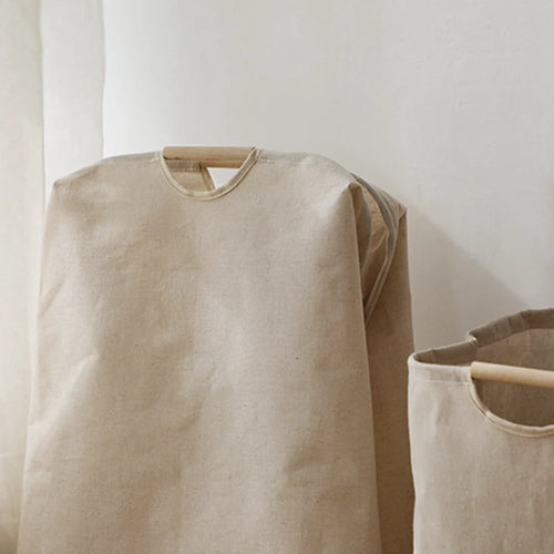 Foldable cotton and linen laundry basket large capacity waterproof - vue 7 sur 7