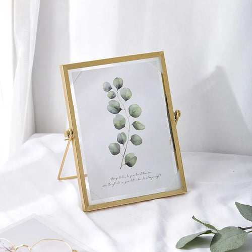 Floating glass photo frame with decorative pressed flowers - vue 9 sur 8