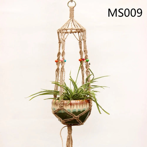 hemp rope hanging basket for decorative plants - vue 16 sur 16