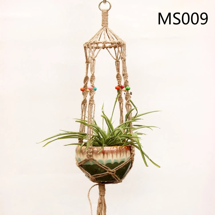 hemp rope hanging basket for decorative plants - vue 15 sur 16