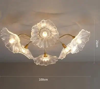 Modern glass lotus flower LED chandelier - vue 13 sur 14