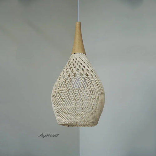 Southeast Asian vintage rattan pendant light high quality for dining room, restaurant, kitchen, or loft - vue 5 sur 27