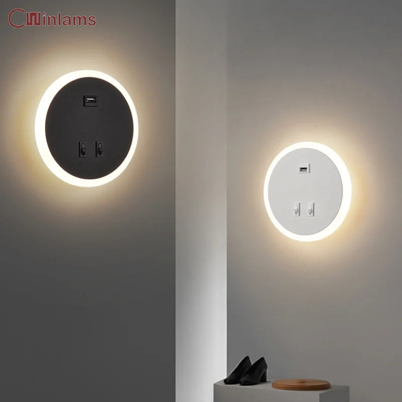 modern led wall light with usb port for mood lighting