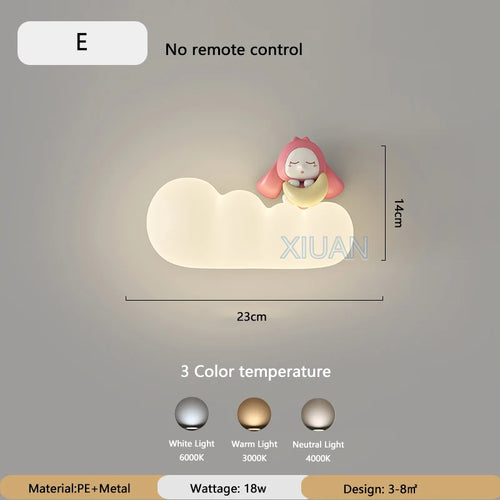 Nordic children's LED wall light with animal, moon and sun designs