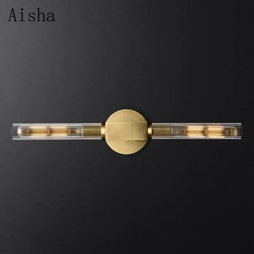 Retro double head minimalist glass wall light with stripes - vue 5 sur 8