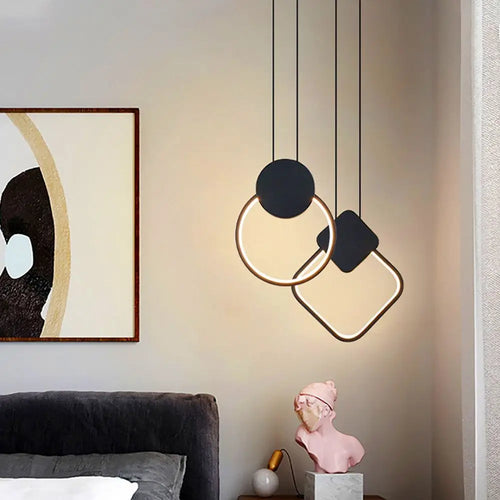 Modern acrylic moon eclipse pendant light with LED - vue 5 sur 12