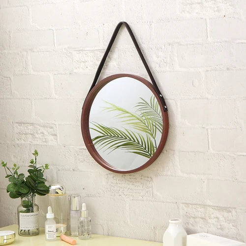 retro round wooden decorative mirrors for home decor - vue 7 sur 7