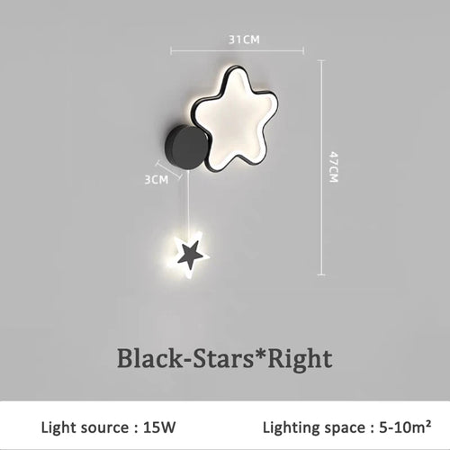 creative stars moon and clouds wall light for children - vue 15 sur 16