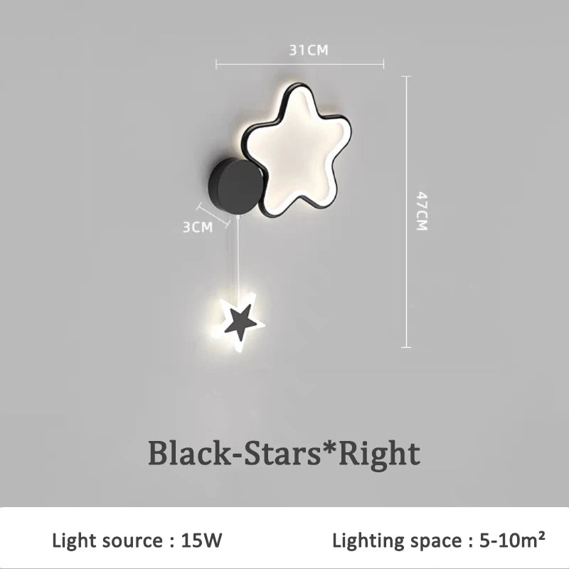 creative stars moon and clouds wall light for children - vue 15 sur 16