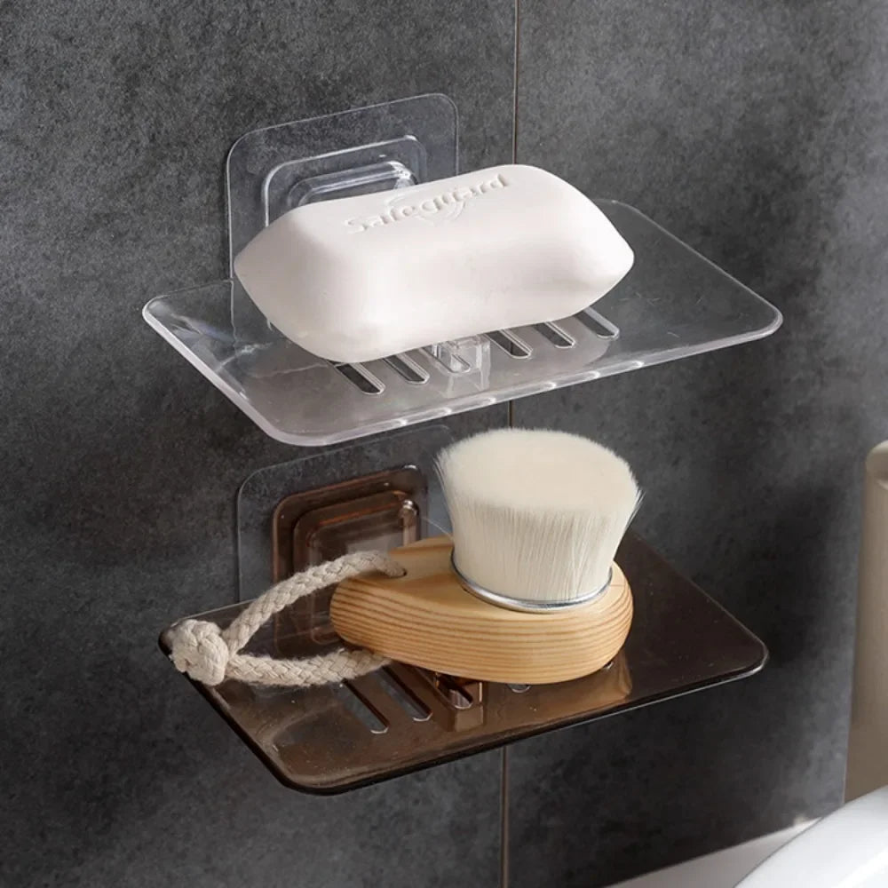 double layer self adhesive wall mounted soap dish for bathroom