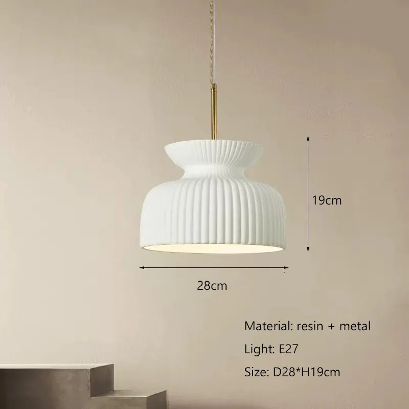 Minimalist Nordic LED chandelier in cream style for restaurant