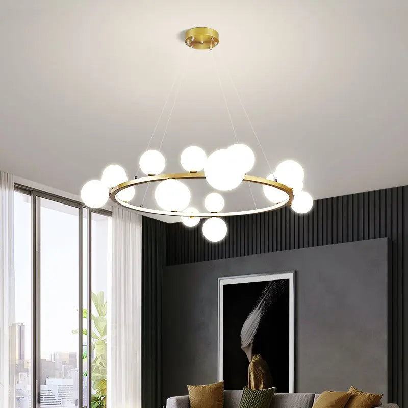 Metal chandelier with glass ball for interior decoration - vue 4 sur 25