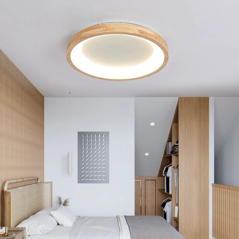 Simple Japanese solid wood LED ceiling lights