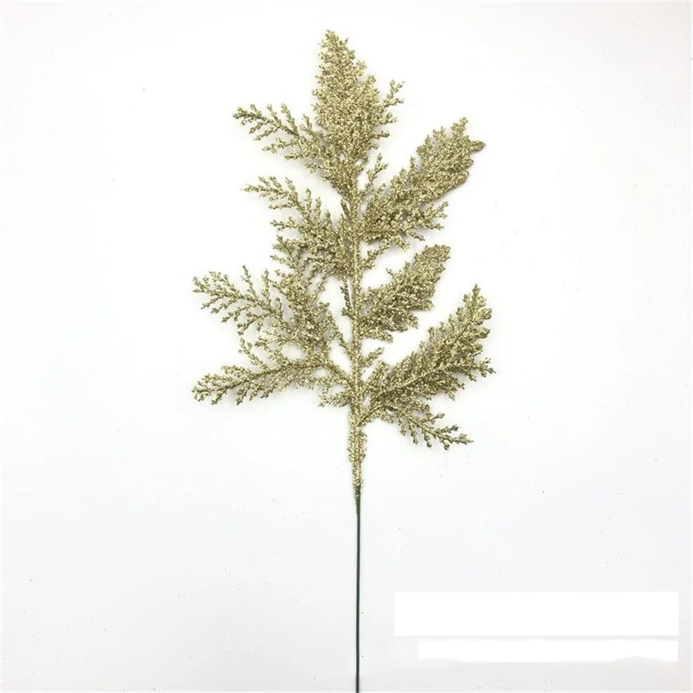 Christmas pine leaves glitter for DIY wreath and tree decoration - vue 9 sur 17