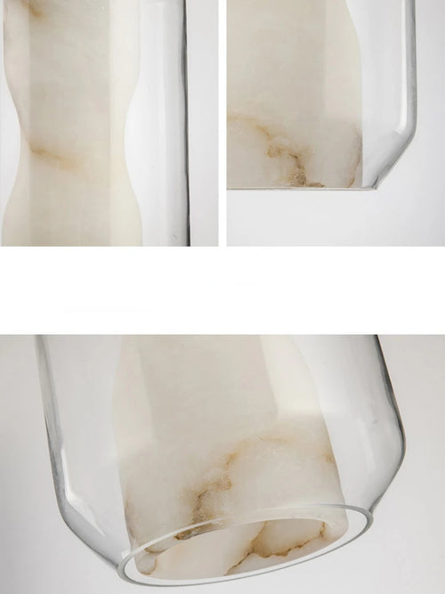 Natural marble glass chandelier modern minimalist design - vue 6 sur 8