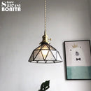 Pure glass pendant light with wave copper design