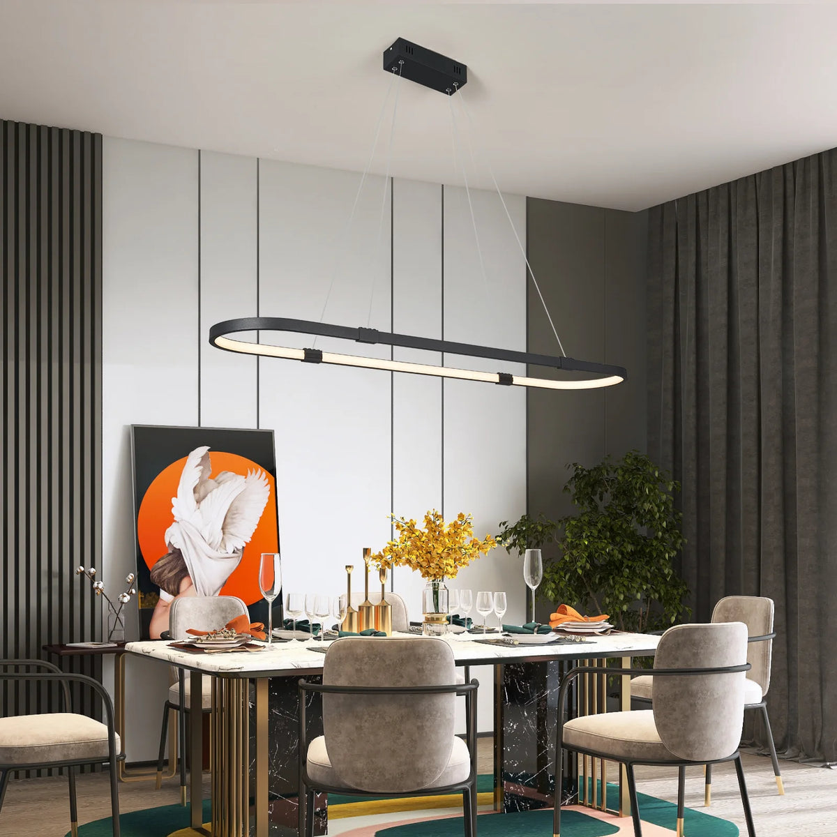 Modern LED pendant for elegant linear interior decoration