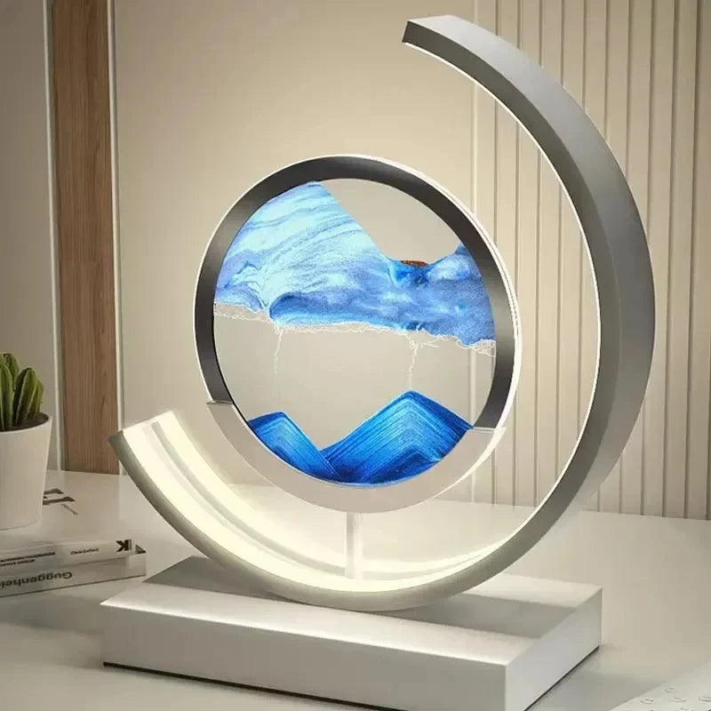 LED sand art table lamp for dynamic interior decoration - vue 3 sur 16