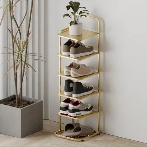 modern metal shoe rack for stylish vertical storage - vue 5 sur 12