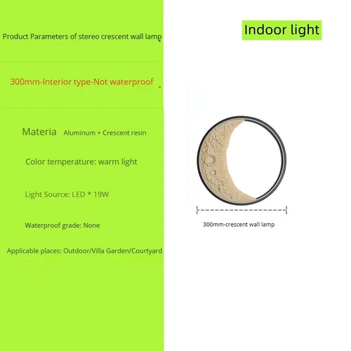 New modern outdoor moon LED wall light waterproof garden resin - vue 14 sur 15
