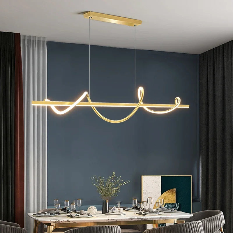 Modern pendant light with adjustable LED lights, elegant design, interior décor