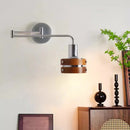 Retro foldable solid wood wall lamp for reading
