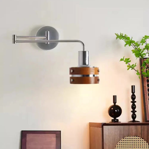 Retro foldable solid wood wall lamp for reading - vue 6 sur 10