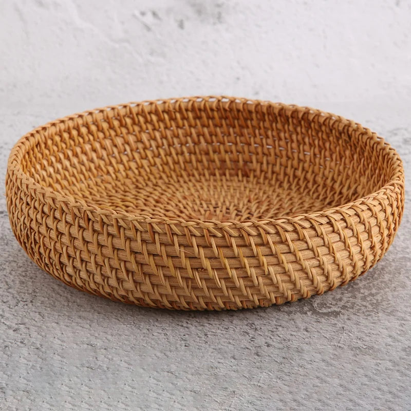 handmade round rattan basket for storage and picnic