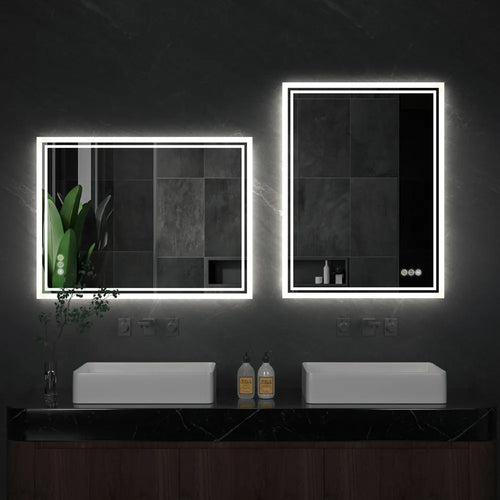 miroir rétroéclairé à led intensité variable antibuée sans cadre - vue 2 sur 7