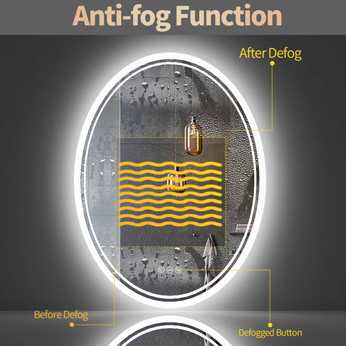 Oval illuminated mirror with anti-fog function and adjustable lighting - vue 6 sur 8