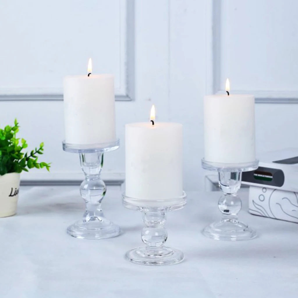 Clear glass candle holders for home decor and events - vue 5 sur 9