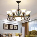 Antique classic ceramic and vintage glass chandelier