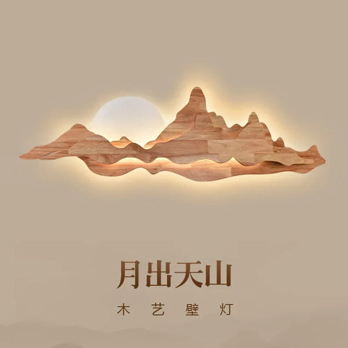 Creative zen retro solid wood wall light - vue 2 sur 6